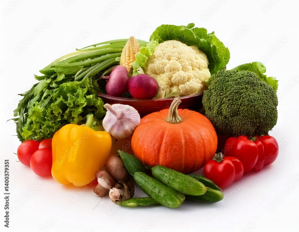 Fresh vegetable with leaves isolated on white background Fresh vegetable with leaves isolated on white background