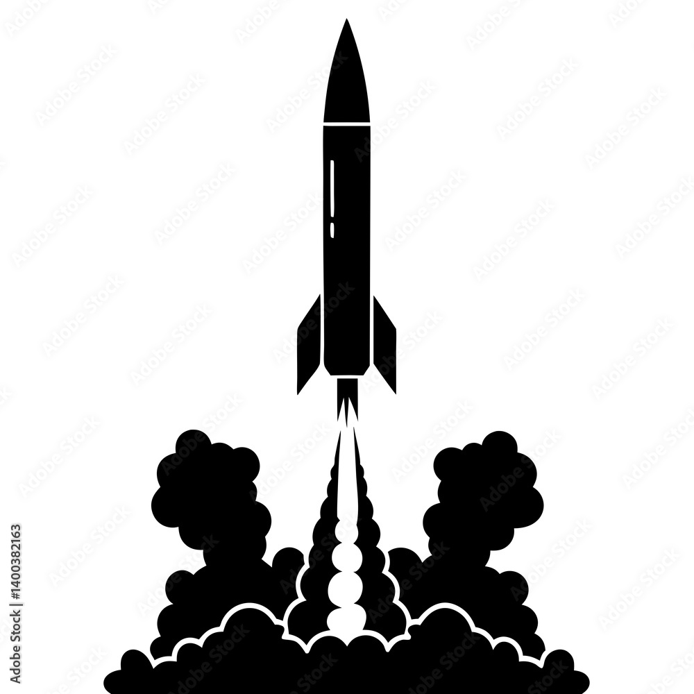 Fototapeta premium Rocket launch silhouette
