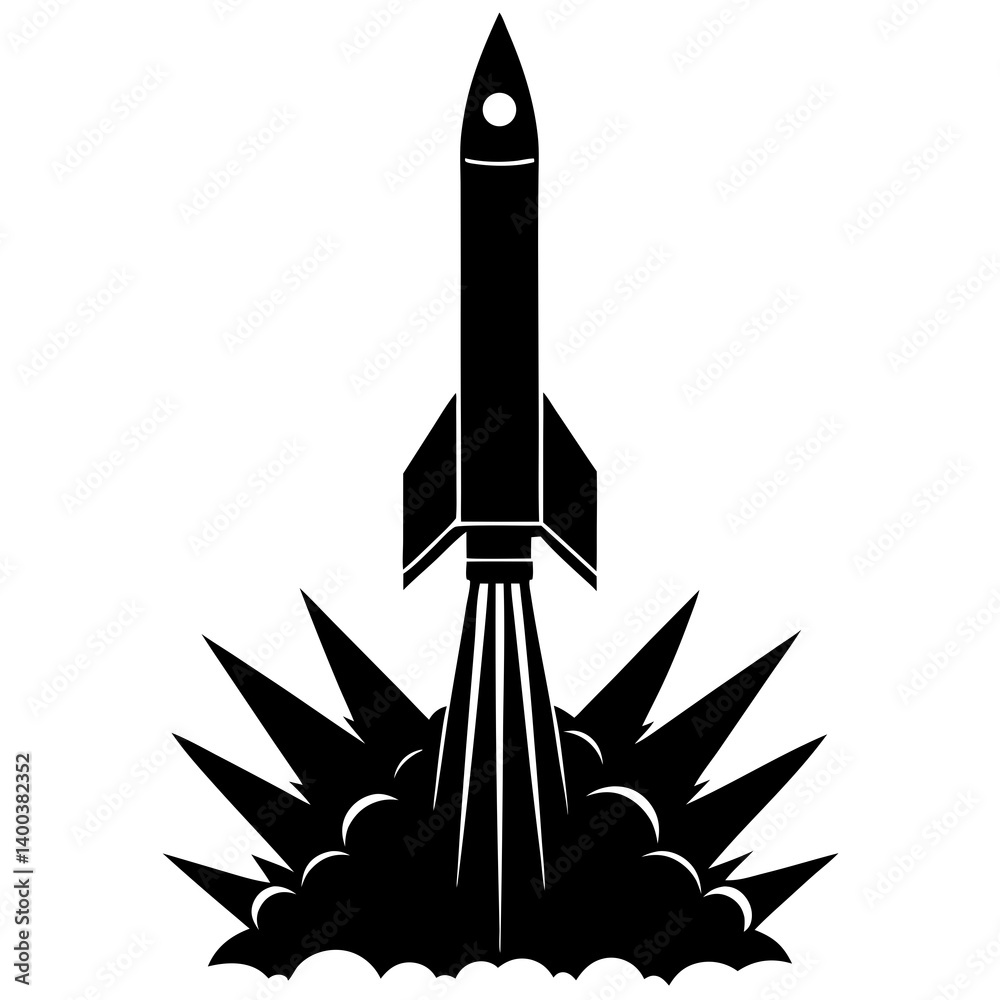 Fototapeta premium Rocket launch silhouette