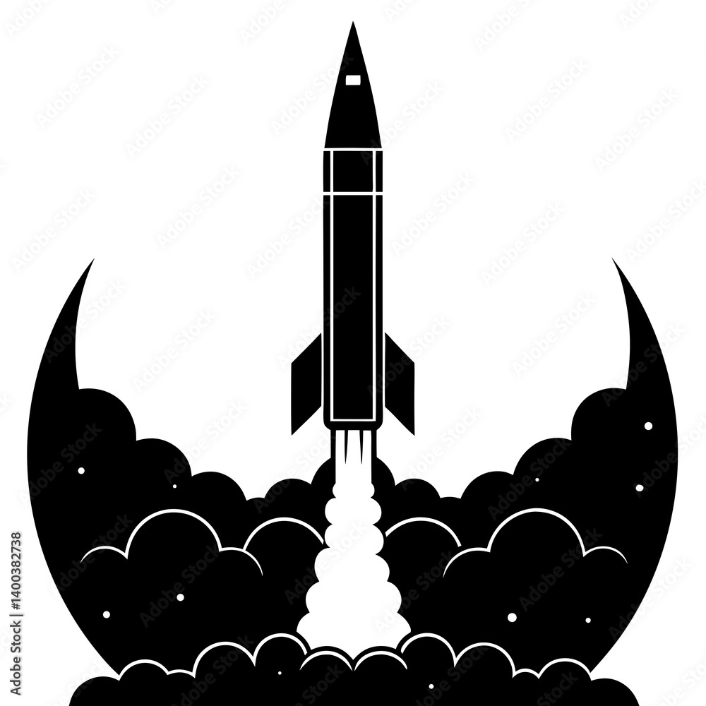 Fototapeta premium Rocket launch silhouette