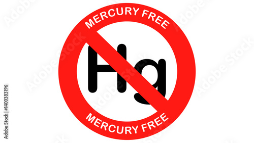 Mercury free, black and red isolated silhouette