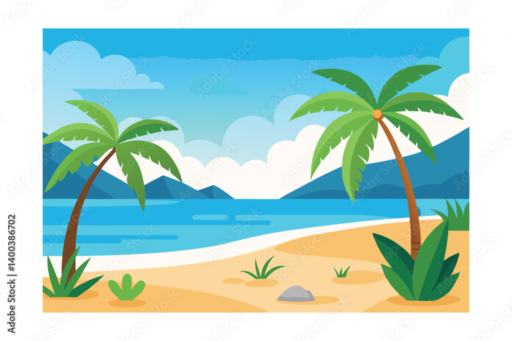 Fototapeta premium tropical beach with palm trees