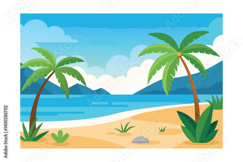 tropical beach with palm trees