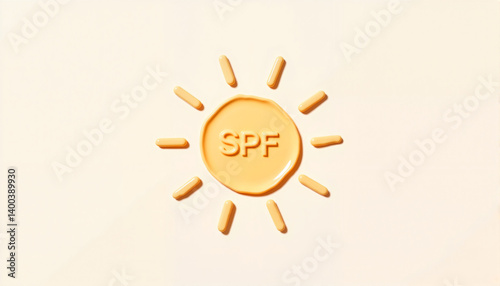 SPF Sun Cream Concept with Yellow Texture for Skincare Blogs, Sunscreen Awareness Websites, Summer Health Content, and Beauty Product Marketing