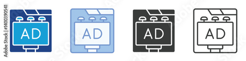 Digital Bilboard Icons Collection – Multiple Vector Styles Icons