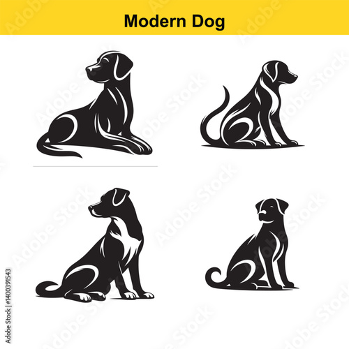 Vector silhouette dog sitting 