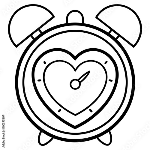 Heart-Shaped Alarm Clock Outline