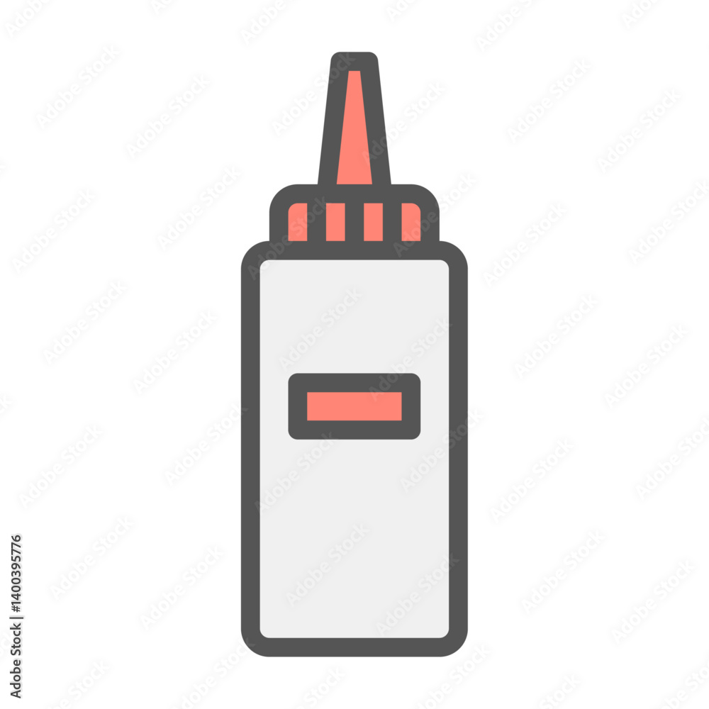sauce bottle filled outline icon. ketchup color line illustration. sauce bottle filled outline icon. ketchup color line illustration.