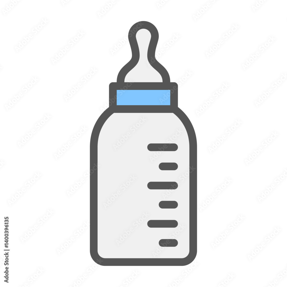 feeding bottle filled outline icon. baby bottle color line illustration. feeding bottle filled outline icon. baby bottle color line illustration.