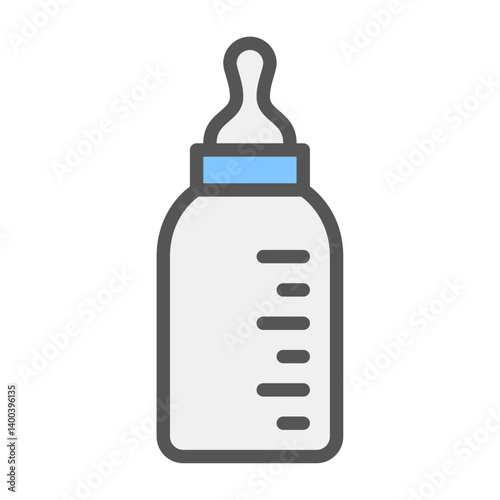 feeding bottle filled outline icon. baby bottle color line illustration.