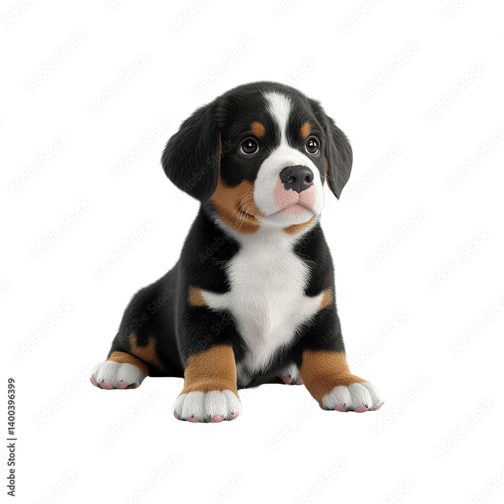 Adorable Bernese Mountain Dog Puppy Sitting, Studio Shot Adorable Bernese Mountain Dog Puppy Sitting, Studio Shot