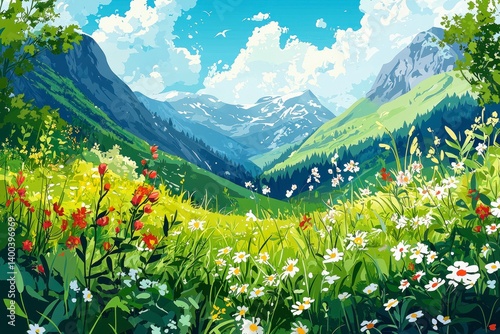 illustration background of a nature landscape