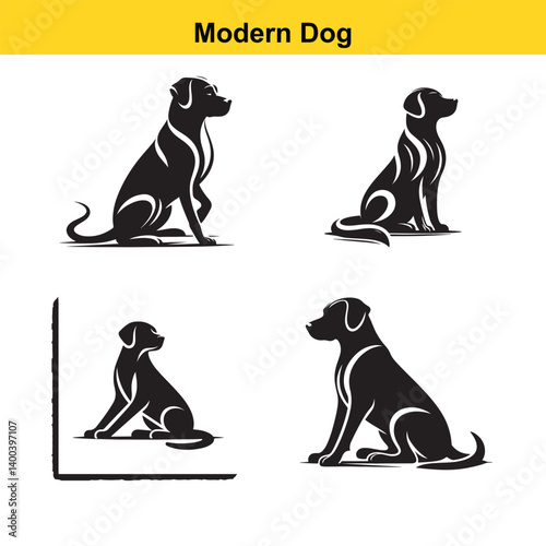 Vector silhouette dog sitting 