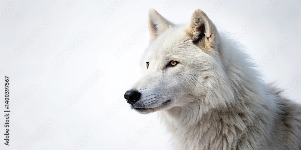 Majestic White Wolf Isolated on White Background - Perfect for Winter Designs Majestic White Wolf Isolated on White Background - Perfect for Winter Designs