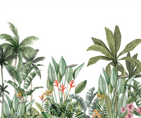 Papier peint photo Jungle Feuilles botaniques minimalistes style moderne épuré  © csinie1