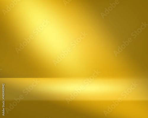 Yellow 3D render of a realistic product sale podium design vector with a shadow overlay. Golden color product advertisement studio background design vector with light effect. Product showcase art. 