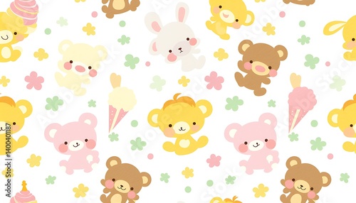 Cute Animals Pattern Background