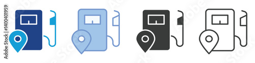 Gas Station Icons Collection – Multiple Vector Styles Icons