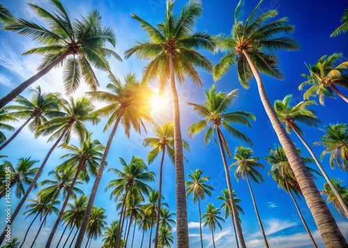 Wallpaper Mural Majestic Palm Trees Silhouetted Against Vibrant Azure Sky - Stock Photo Torontodigital.ca