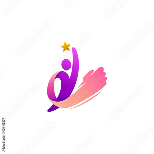logo of a person reaching for the stars with enthusiasm