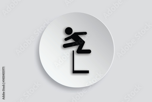 Minimalist icon of a stick figure hurdling, representing track and field sport.