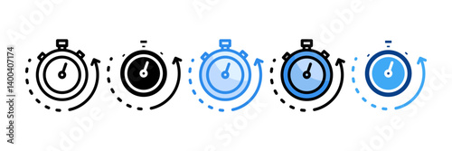 Timer Clock Icon Set Multiple Style Collection