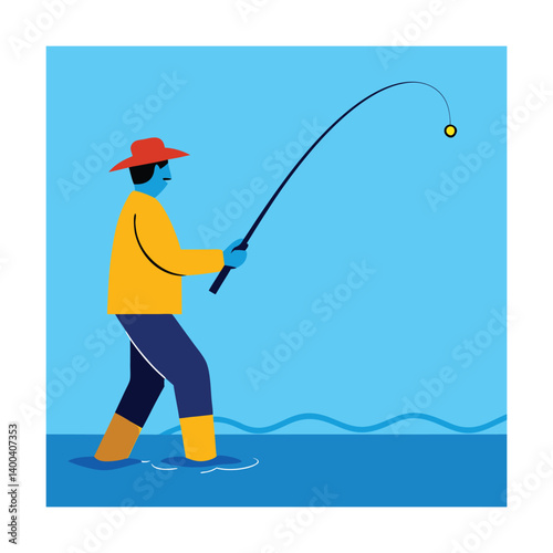 fisherman with fishing rod