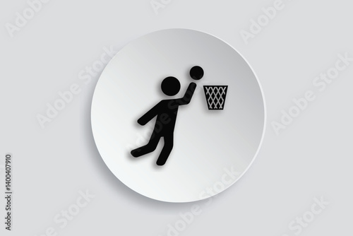 Basketball player dunking icon, great for team sports or game scenes.