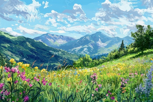 illustration background of a nature landscape