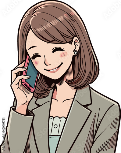 電話をしている女性のイラスト
