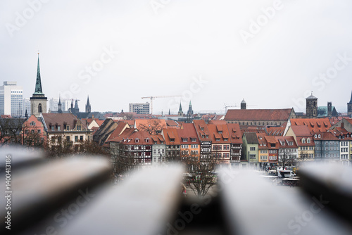 Wallpaper Mural Panoramic View of Erfurt Old Town with Colorful Roofs and Church Spires, Germany, Erfurt, Mar-15-2025 Torontodigital.ca