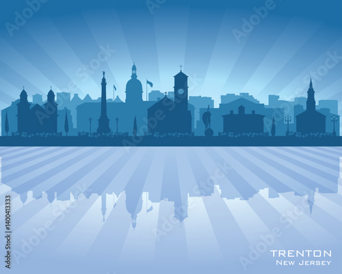 Trenton New Jersey city skyline vector silhouette