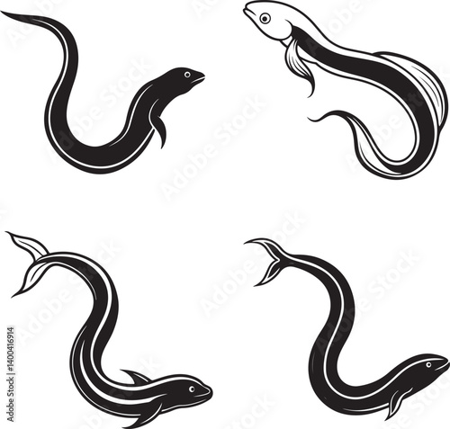 silver, sing danio, spadefish and stinging line art design