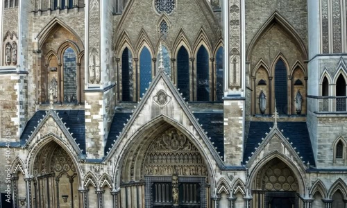 Entrance to the medieval cathedral, English architecture 