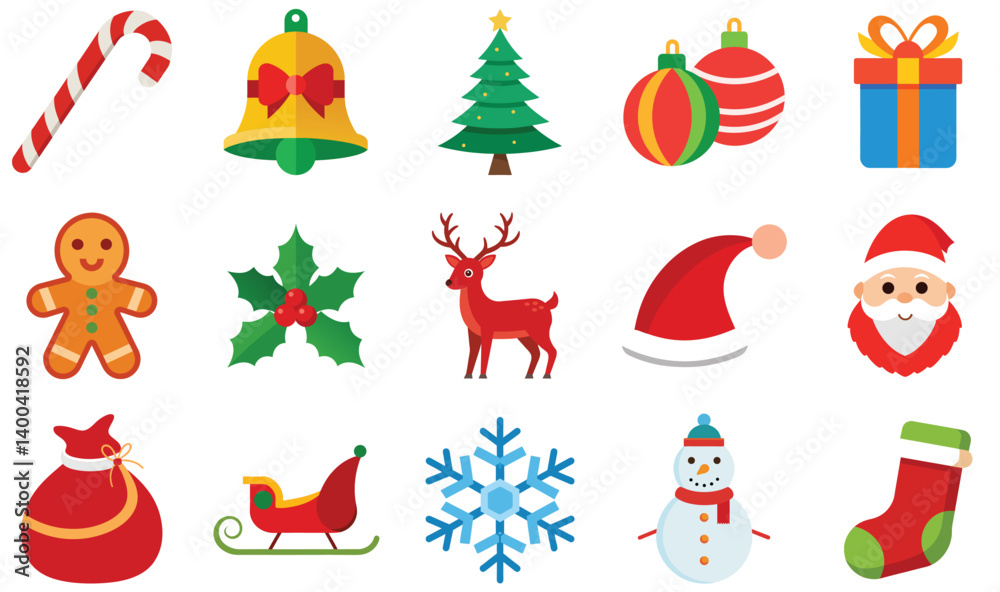 Christmas Icon Set – Festive Holiday Elements and Decorations Christmas Icon Set – Festive Holiday Elements and Decorations