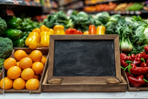 The produce aisle of a modern grocery store features bright oranges and crisp greens, offering an inviting array of fresh, healthy options for shoppers