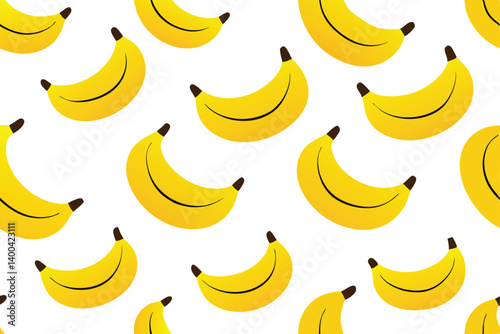 Repeating Yellow Banana Pattern on White Backdrop Design