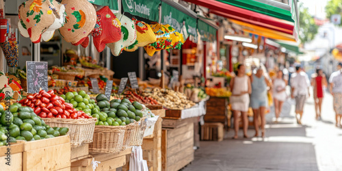 Wallpaper Mural Vibrant market scene with fresh fruits and vegetables, showcasing colorful stalls and shoppers enjoying day Torontodigital.ca