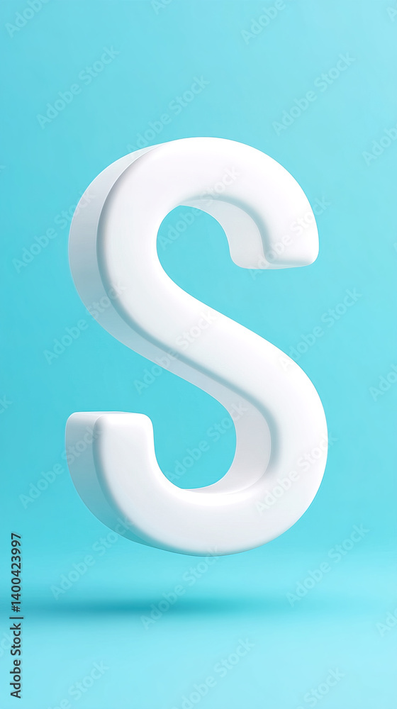 Large white letter S against a bright blue background Large white letter S against a bright blue background