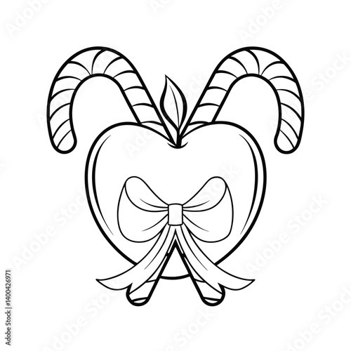 apple snowball fight with pear line art vector ill