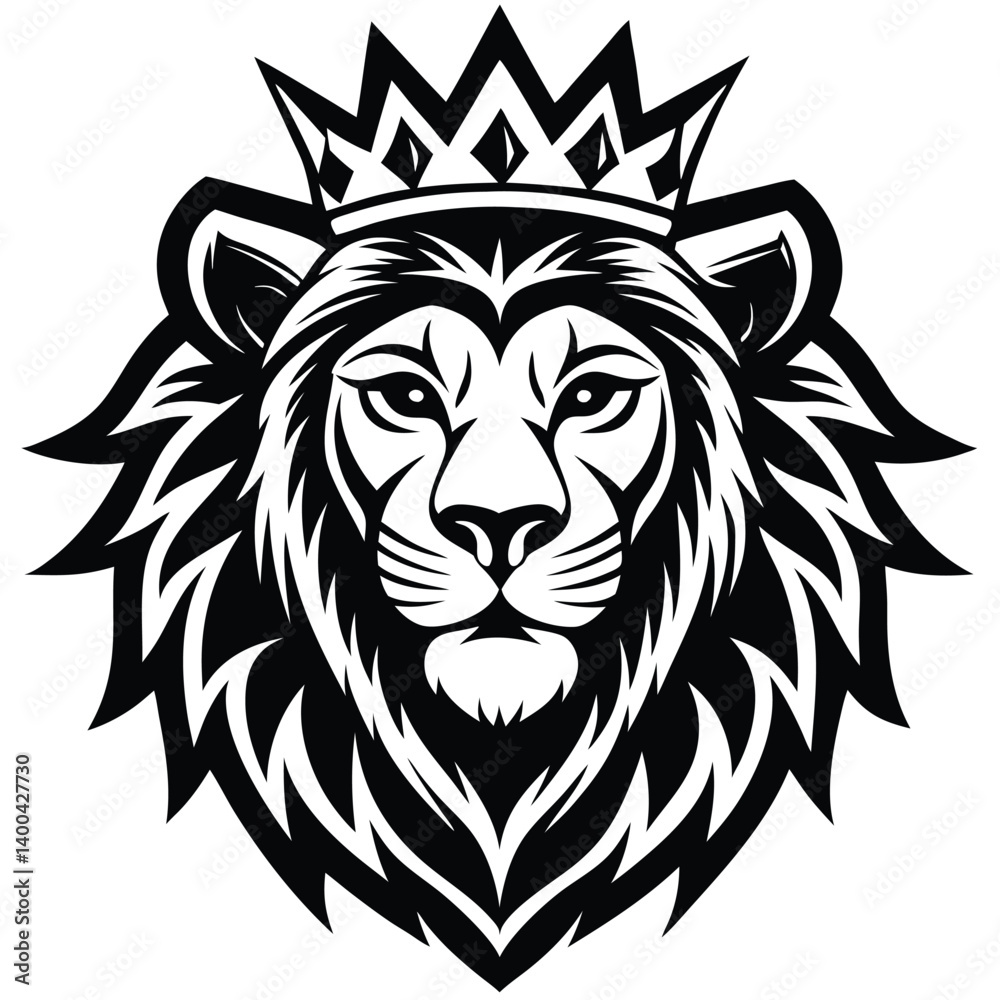 Obraz premium Wild lion head vector art illustration, a powerful animal mascot symbol