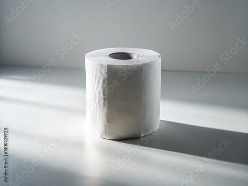 Luxury Fashion Photography:  Toilet Paper Roll on White Background - Elegant Minimalist Product Shot