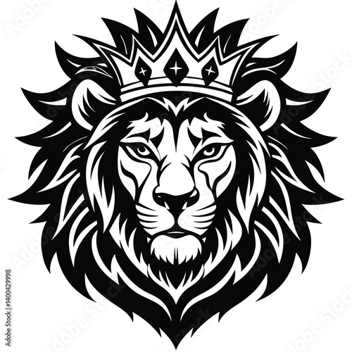 Wild lion head vector art illustration, a powerful animal mascot symbol