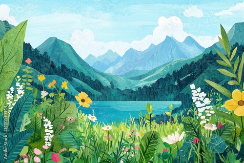 illustration background of a nature landscape