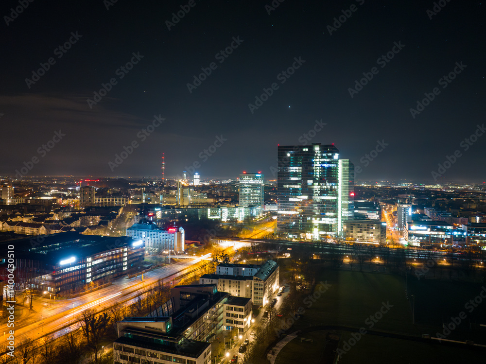 Obraz premium Munich in Germany from the air at night