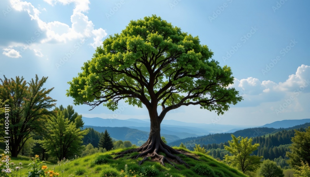 A breathtaking view where a giant tree shape is formed by smaller trees in a lush landscape, representing growth and sustainability. A breathtaking view where a giant tree shape is formed by smaller trees in a lush landscape, representing growth and sustainability.