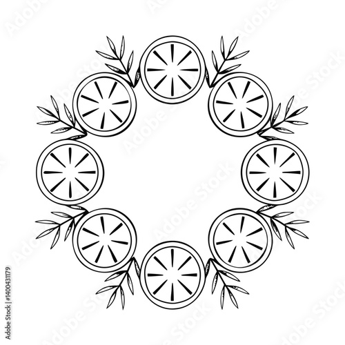 lemon and rosemary holiday table decor line art ve (1).eps