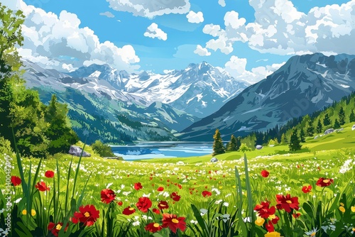 illustration background of a nature landscape