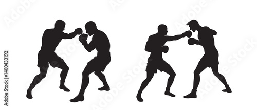 Silhouette of Boxing vector illustration on white background.