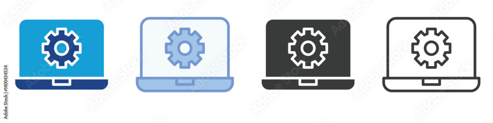 Gear in Laptop Icons Collection – Multiple Vector Styles Icons